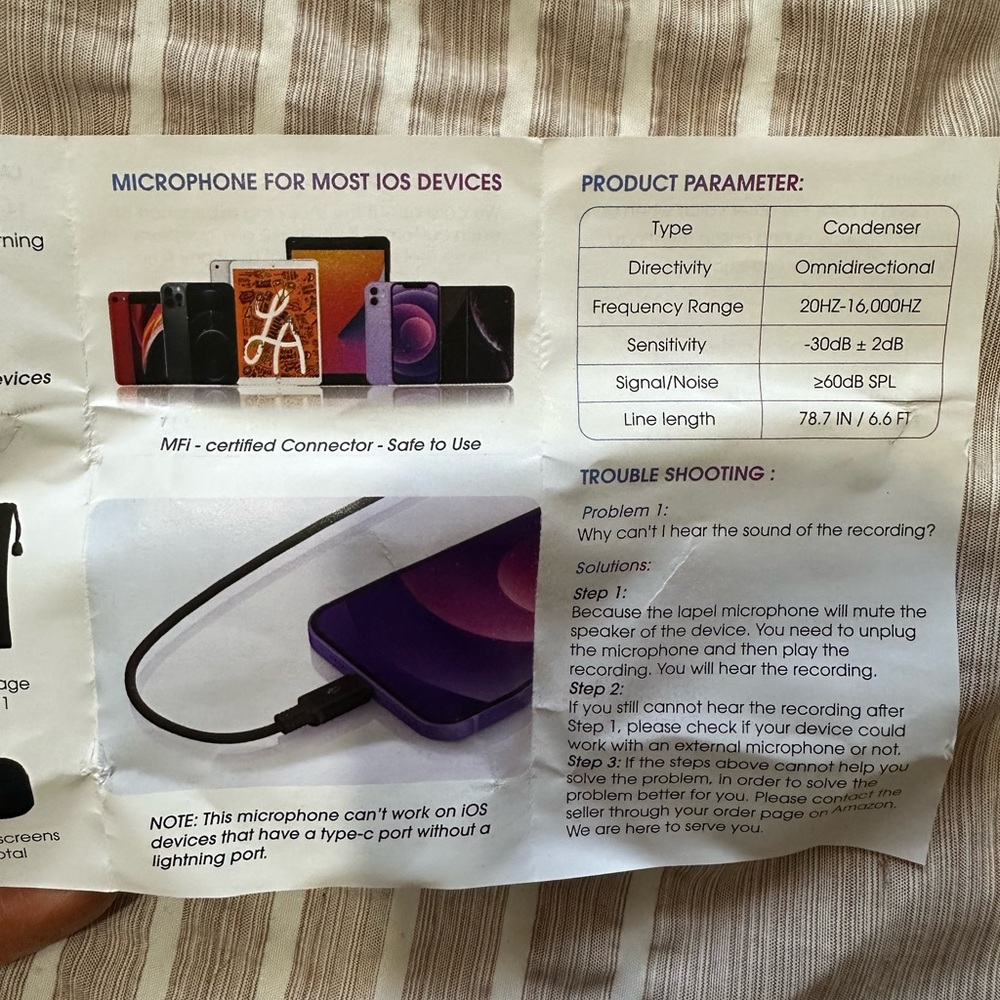 Universal Microphone for iOS Devices - Black NEVER USED